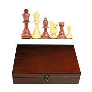  French Staunton Tournament Chess Pieces w/ Wood Box Toys 
