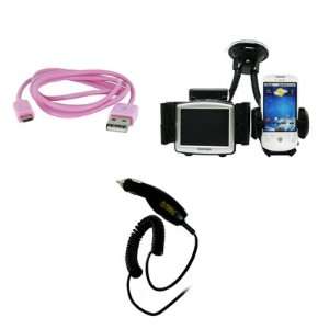 EMPIRE LG Xpression C395 3 1/2 USB Data Cable (Pink) + Car Windshield 
