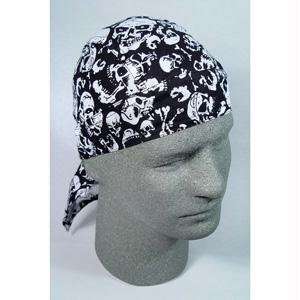  Headwrap, 100% Cotton, Multi Skulls, White Sports 