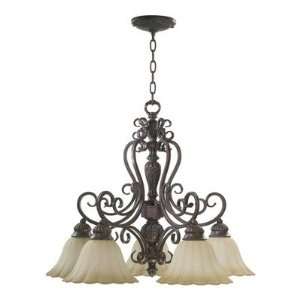  Quorum 6495 5 38 Coronado Nook Chandelier in Gilded Bronze 