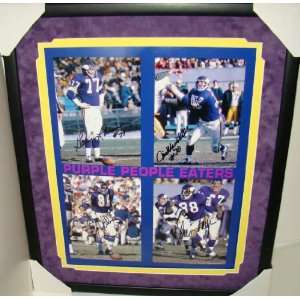  NEW Purple People Eaters SIGNED SUEDE Framed 16X20 JSA 