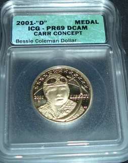 2001D Bessie Coleman Dollar ICG PR68 DCAM  