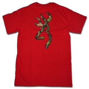 Red Browning Camouflage Buckmark T Shirt   Logo Color Camo  