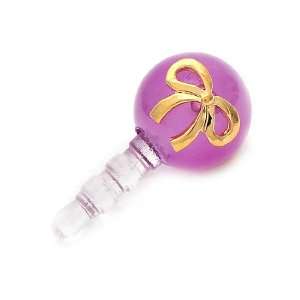 Aznavour] Ball Gold Ribbon Ear Cap for iPhone & Galaxy / Light Violet 