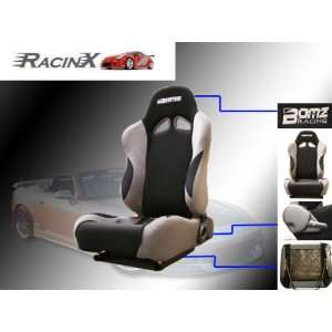  Black with Gray Universal Racing Seats   Pair Automotive