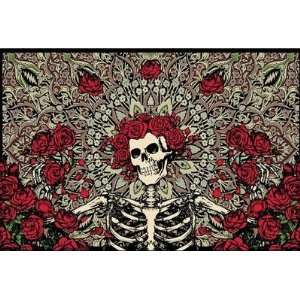  Grateful Dead Bertha Roses Fleece Blanket   Tan 
