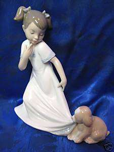 LET ME GO GIRL WITH DOG FEMALE FIGURINE NAO BY LLADRO #1434  