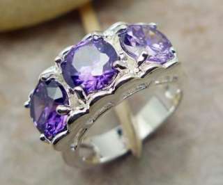 R1463 JEWELRY AMETHYST SILVER COCKTAIL RING #6  