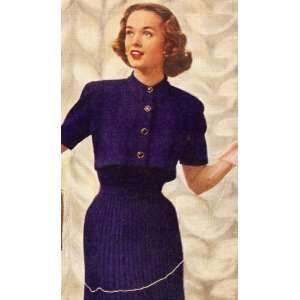 Vintage Knitting PATTERN to make   Knitted Dress Bolero Shortie Jacket 