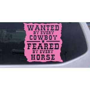 Pink 22in X 22.0in    Wanted By Cowboys Feared By Horses Western Car 