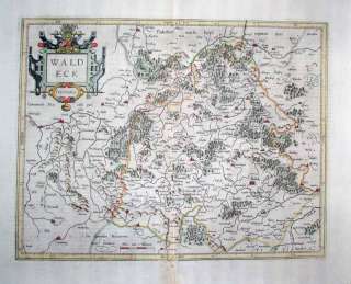 1585 (1633) MERCATOR Map WALDECK HESSEN FRITZLAR Rare  