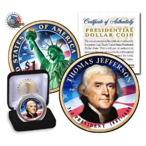  COLORIZED 2 SIDED 2007 JEFFERSON GOLD PRESIDENTIAL $1 