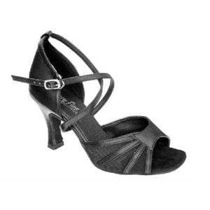 1601 Black Leather Latin Dance Shoes heel 3 Sz 7.5  