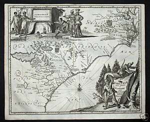 1673   Virginia Florida North America Map Montanus RARE  