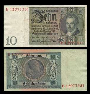 10 REICHSMARK Note of GERMANY 1929 Albrecht THAER   AU  