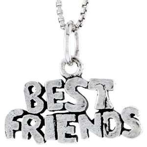 925 Sterling Silver Best Friends Talking Pendant (w/ 18 Silver Chain 