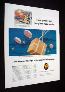 WYANDOTTE CHEMICALS corrugated containers parachutes Ad  