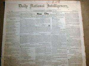 BEST 1820 newspaper JAMES MONROE ELECTED US PRESIDENT w Definitive 