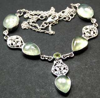 17g SN282 PRANITE & PERIDOT 925 STERLING SILVER NECKLACE JEWELRY 