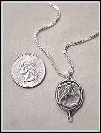 GREEK BOY on DOLPHIN & HORSEBACK COIN NECKLACE Silver  