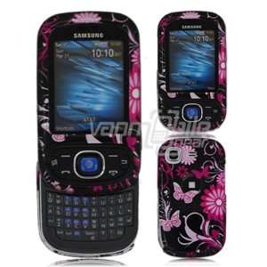 Pink/Black Bfly Design Hard 2 Pc Snap On Faceplate Case for Samsung 