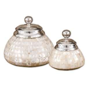  Uttermost 7 Inch Tellus Canisters Set/2 Mother Of Pearl 