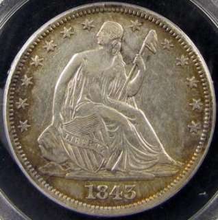 1843 50c Seated Liberty Silver Half Dollar Please Click on High 