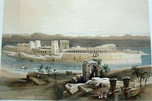 DAVID ROBERTS EGYPT GEN VIEW ISLE OF PHILAE 1846 1ST FO  