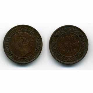 Fine 1858 Canada 1 Cent KM 1  
