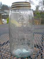 Antique MASON JAR w/ ZINC LID PATENT NOV 30th 1858 Green Glass #254 