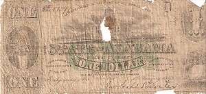 1863 $1 Dollar State of Alabama Note  