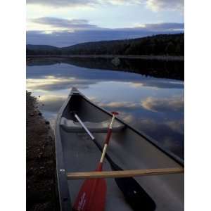 Canoe on a River Shore, Northern Forest, Maine, USA Photographic 