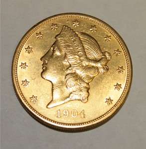 1904 US Liberty Head Double Eagle Twenty Dollars $20 Gold Coin  