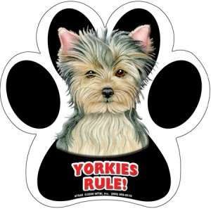 Yorkies Rule DOG PAW PRINT RUBBER CAR FRIDGE LOCKER MAGNET Made in 