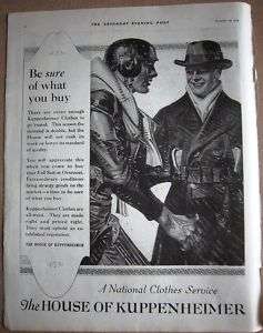 1919 GREAT House of Kuppenheimer Mens Clothing Ad  