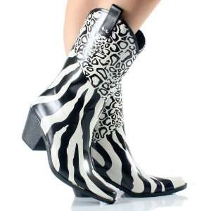 Black & White Leopard Zebra Cheetah Print Ladies Western Cowboy Rubber 