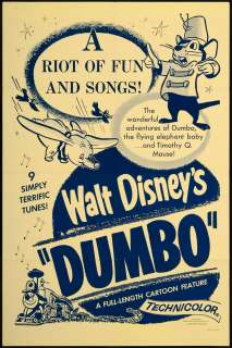 Dumbo 1960 Re Release U.S. One Sheet Movie Poster  