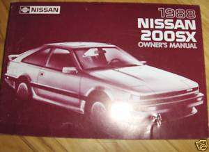 1988 Nissan 200SX 200 SX Owners Manual  