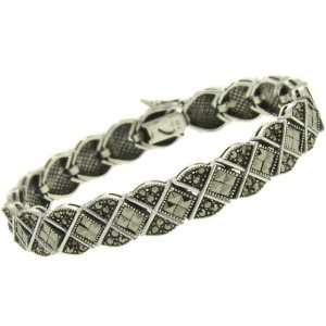  Sterling Silver Marcasite Square Bracelet Jewelry