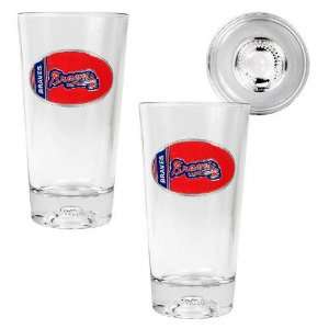  Atlanta Braves Oval Logo 2 Piece Pint Ale Glass Set with 