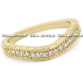 STACKABLE MATCHING CURVED DIAMOND WEDDING BAND RING 14K YELLOW GOLD 