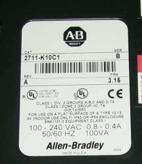 Allen Bradley Panelview 1000 2711 K10C1  