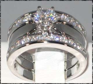 54 Ct. Solitaire lab Diamond Engagement Wedding Ring Guard Set  SIZE 