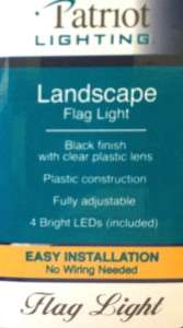 Patriot Lighting Solar Flag Pole Light Kit 4 Bright LED Adjustable NEW 