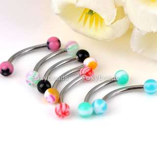  Mix Colorful UV Ball Barbell Eyebrow Rings Studs Stainless Steel Jewel