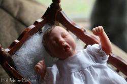 Sweet little 6 inch reborn baby girl Yawning baby so small she fits in 
