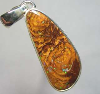 RED & GREEN SOLID YOWAH BOULDER OPAL PENDANT, SILVER  
