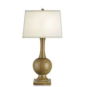  Light Table Lamp, Brown Crackle Finish with Off White Shantung Shade