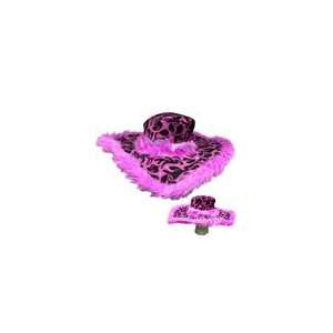  Big Brim Pink Animal Print Show Daddy Hat, Trimmed with 