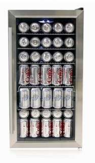 WHYNTER 117 CAN BEVERAGE COOLER REFRIGERATOR STAINLESS STEEL GLASS 